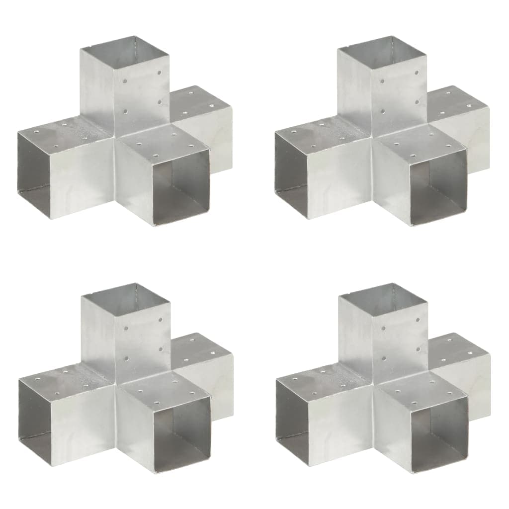 Bases para Poste em Forma de x 4 Peças 91x91 mm Metal Galvanizado - 145476
