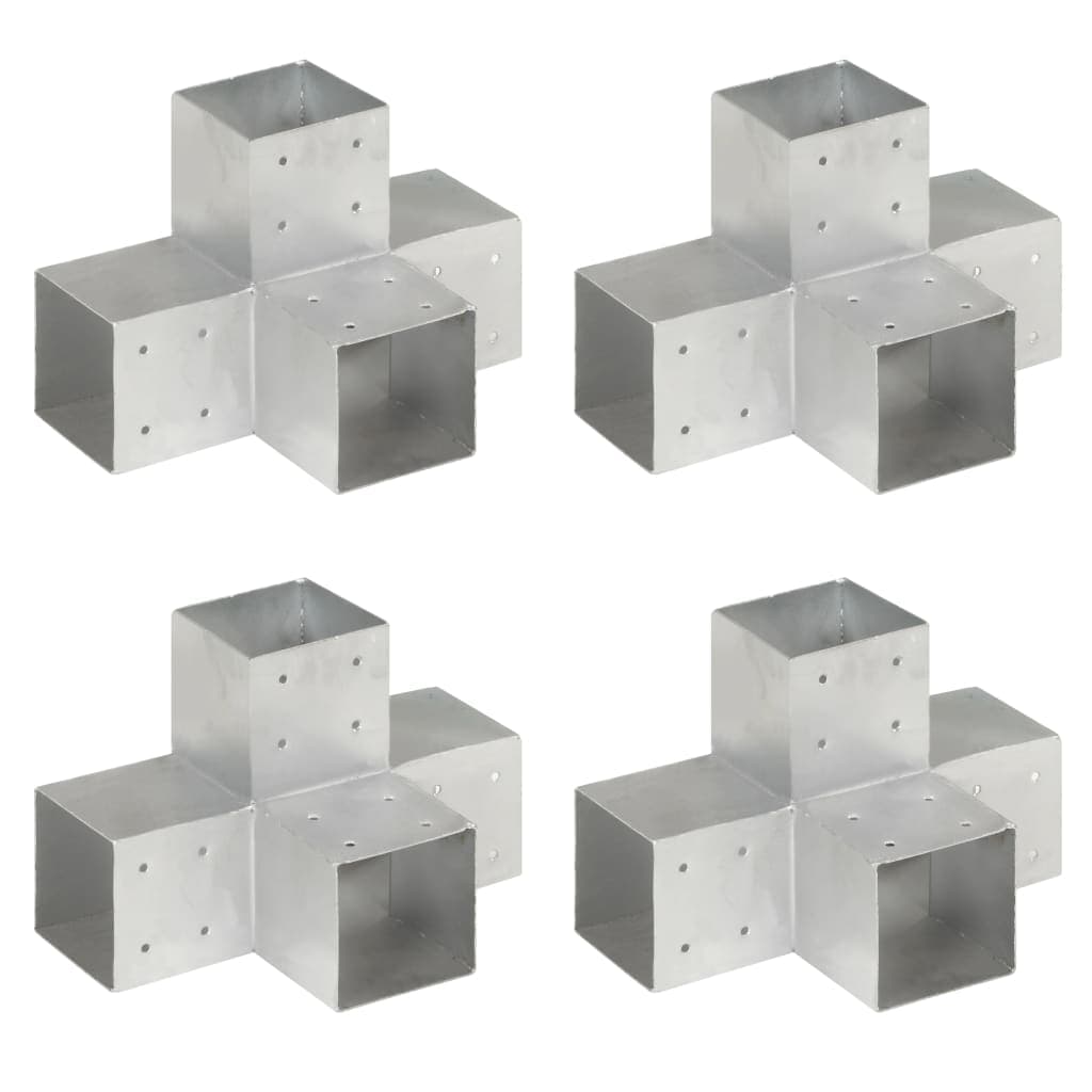 vidaXL Bases p/ poste em forma de X 4 pcs 101x101 mm metal galvanizado