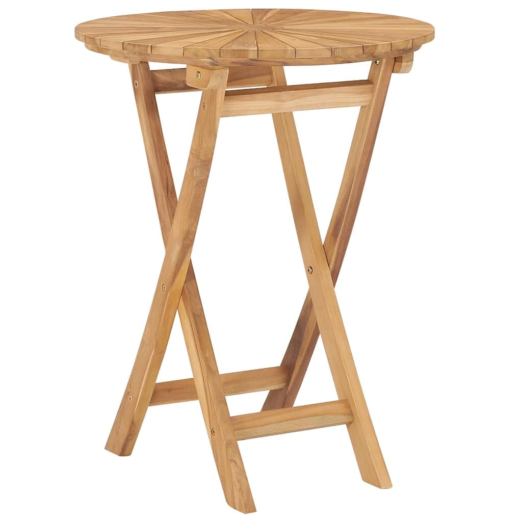 vidaXL Mesa de jardim dobrável Ø 60 cm madeira de teca maciça