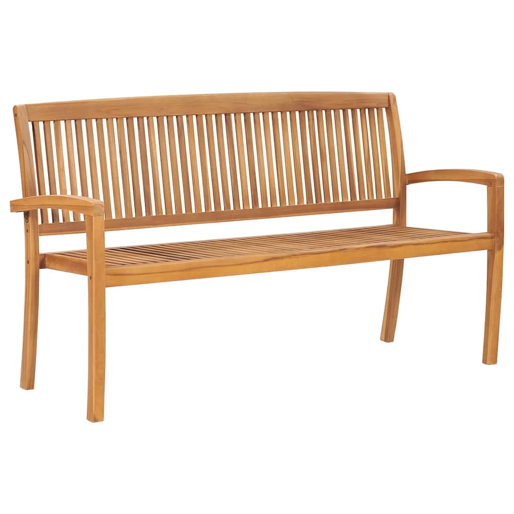 vidaXL Bancos empilháveis jardim 3 lugares 159cm madeira teca maciça
