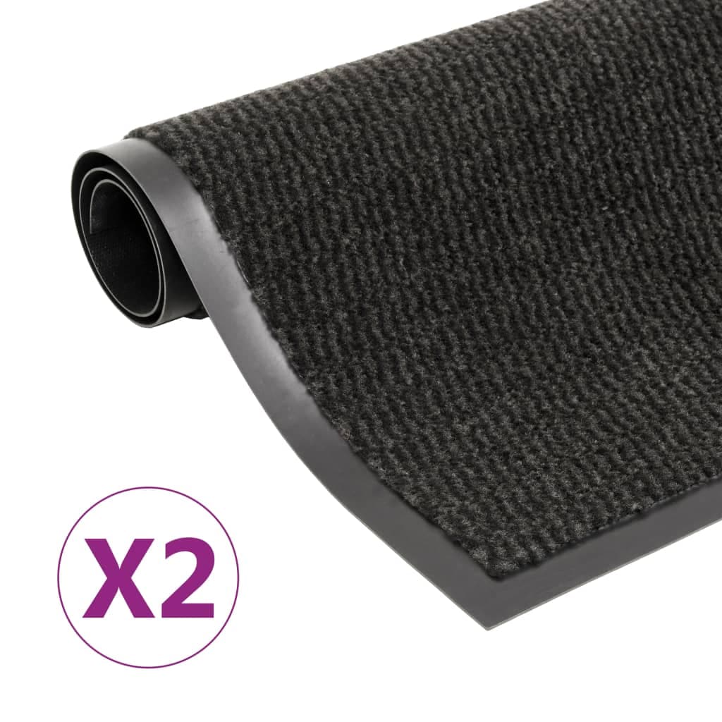 vidaXL Tapete controlo pó retangular tufado 2 pcs 90x150cm preto