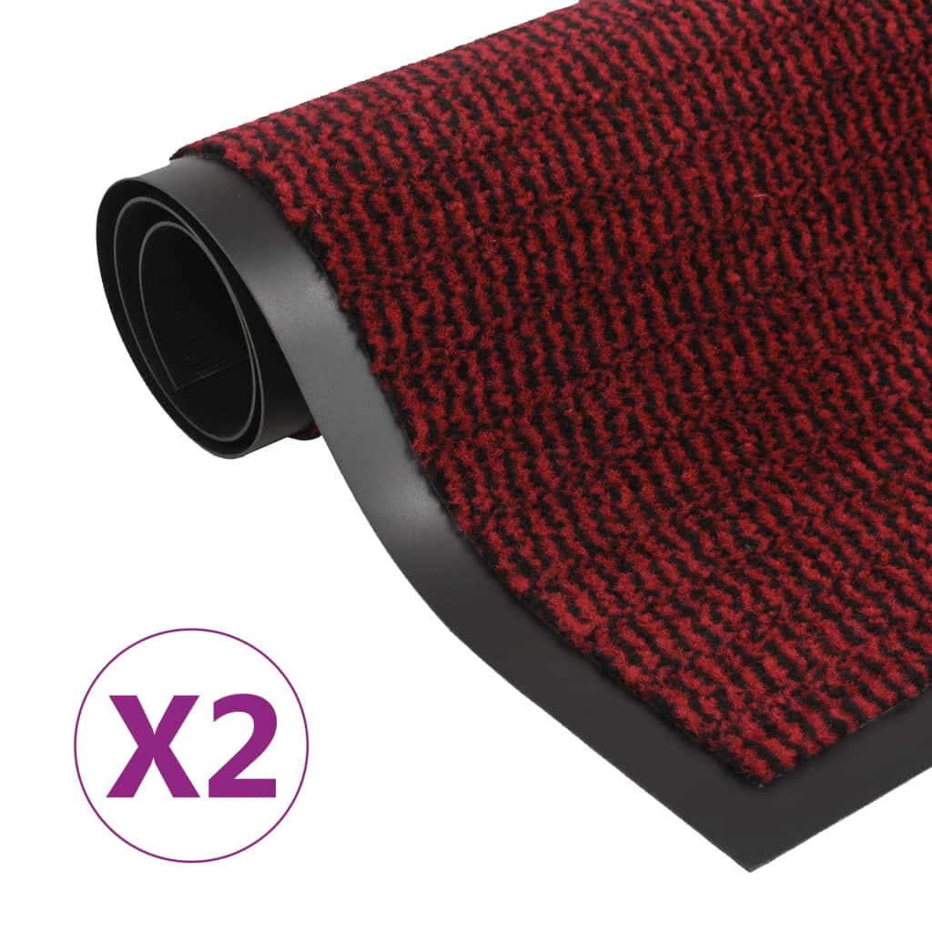 vidaXL Tapete controlo pó retangular tufado 2 pcs 90x150cm vermelho