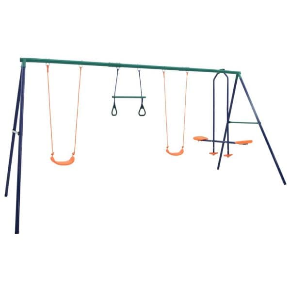Conjunto de Baloiços com Argolas de Ginástica e 4 Assentos Aço - 92315