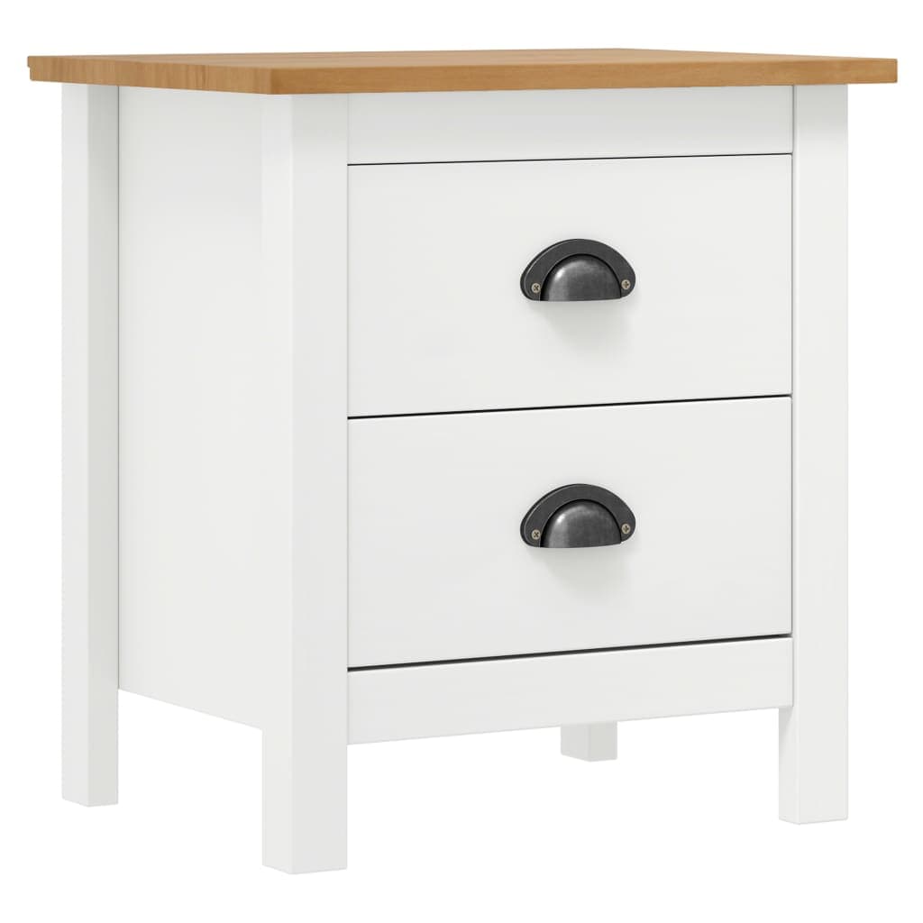 vidaXL Mesa de cabeceira Hill 46x35x49,5 cm pinho maciço branco
