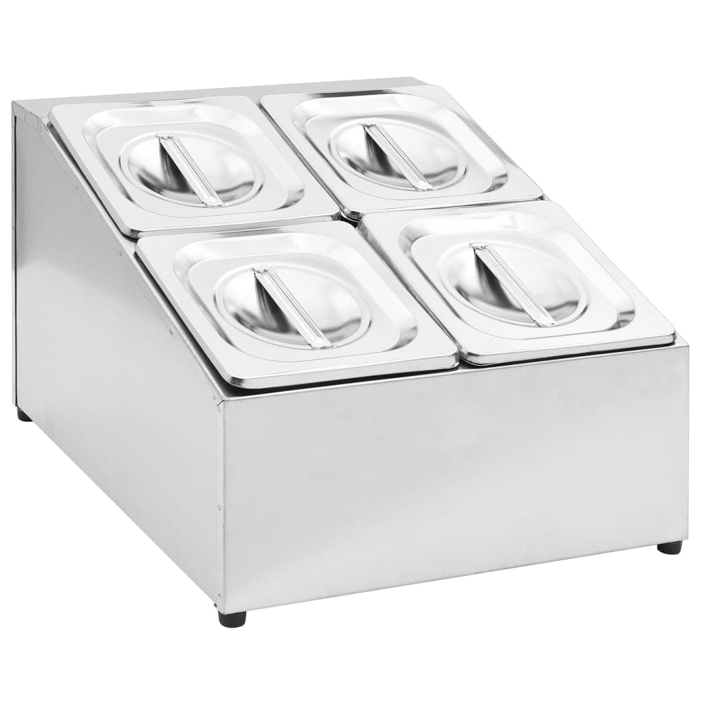 vidaXL Suporte gastronorm c/ 4 recipientes GN 1/6 aço inoxidável