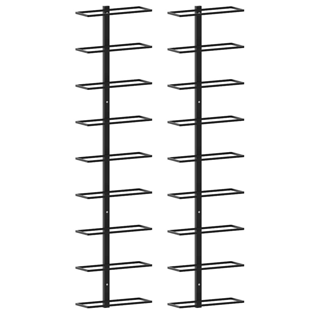 vidaXL Garrafeiras de parede para 18 garrafas 2 pcs ferro preto