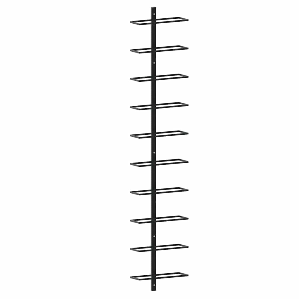 vidaXL Garrafeira de parede para 10 garrafas metal preto