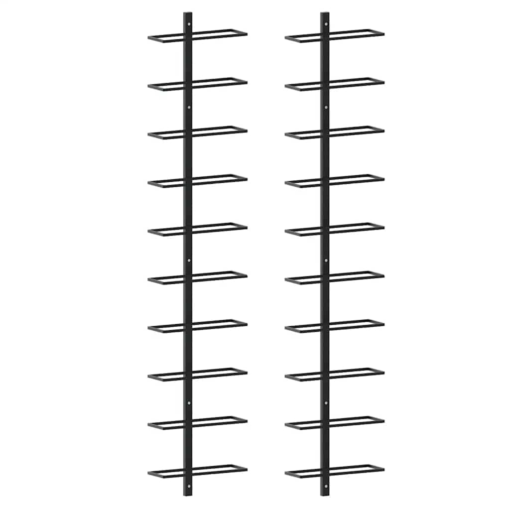 Garrafeiras de Parede para 20 Garrafas 2 Peças Metal Preto - 289567
