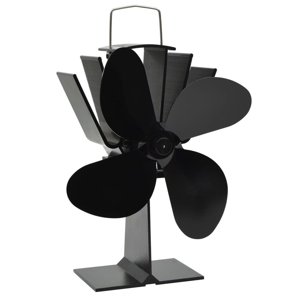 vidaXL Ventilador de fogão alimentado a calor 4 lâminas preto