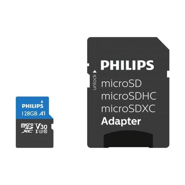 Philips Cartão Memória MicroSDXC Card 128GB Class 10 UHS-I U3 + Ad - FM12MP65B/00