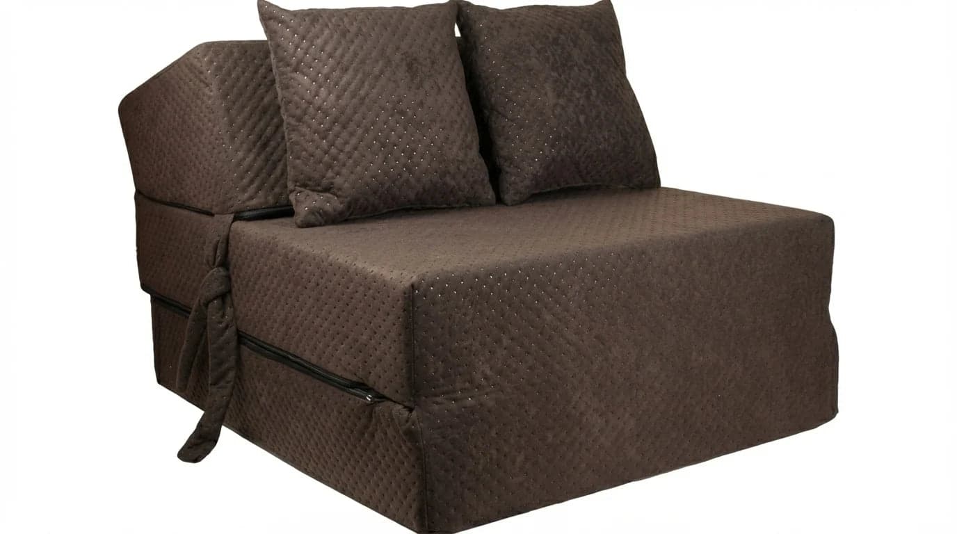 Colchão de viagem para campismo dobrável 200x70x15 cm com almofadas castanho
