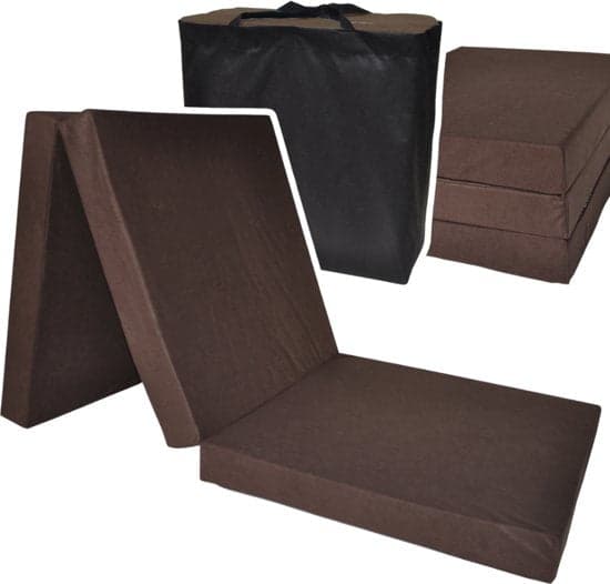 Colchão dobrável 195x60x10 cm castanho