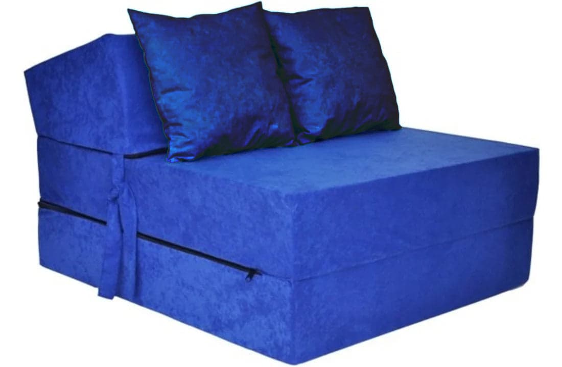 Colchão de campismo dobrável 200x70x15 cm azul com almofadas