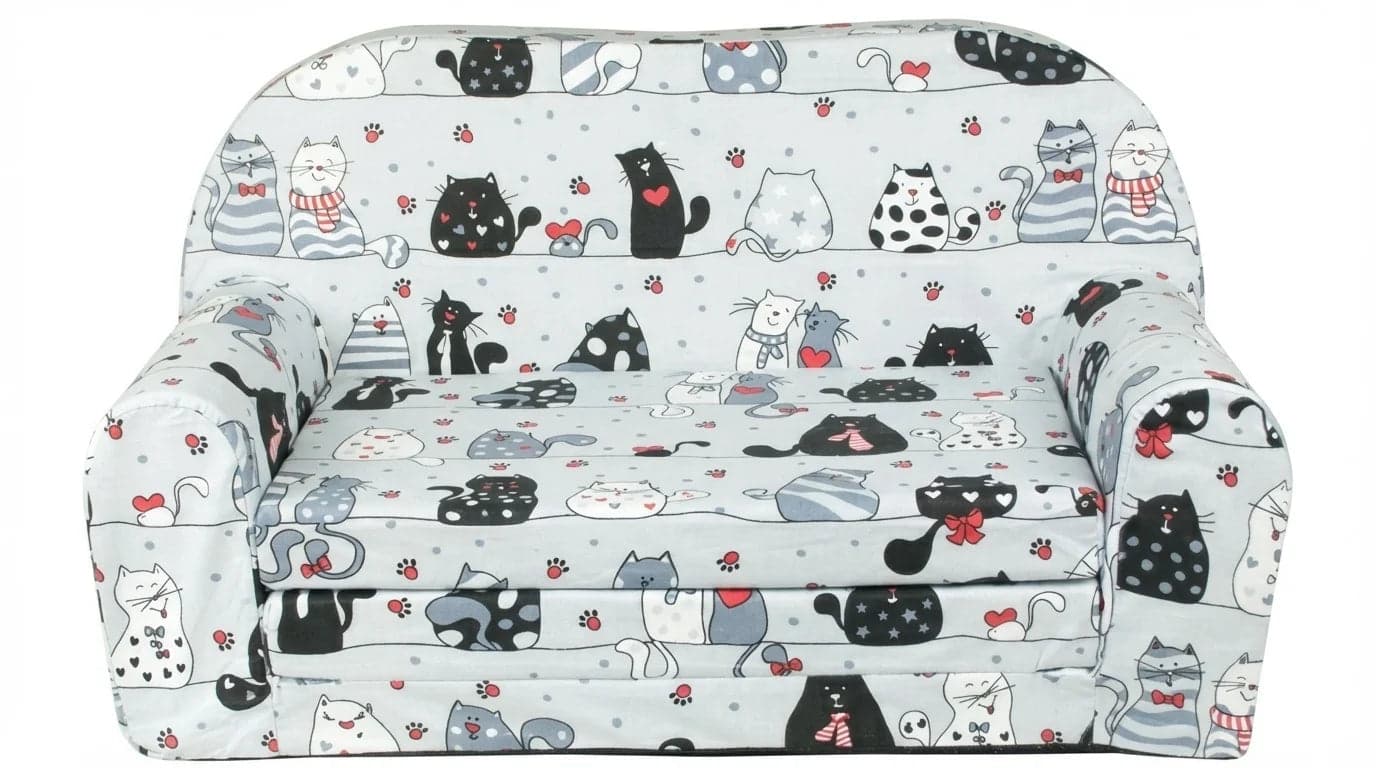 Sofá-cama infantil 2 em 1 85x60 cm gatos cinzentos