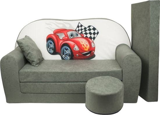 Sofá-cama infantil 170x100x8 cm cinzento carros