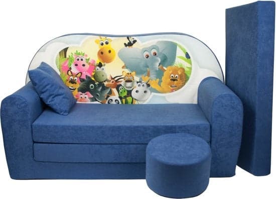 Sofá-cama infantil 170x100x8 cm azul marinho