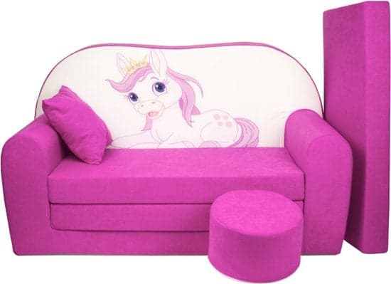 Sofá-cama infantil 170x100x8 cm rosa cavalo
