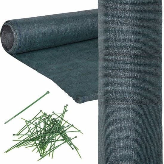 Rede de sombra 62% 1,5x25 m verde com kit de montagem