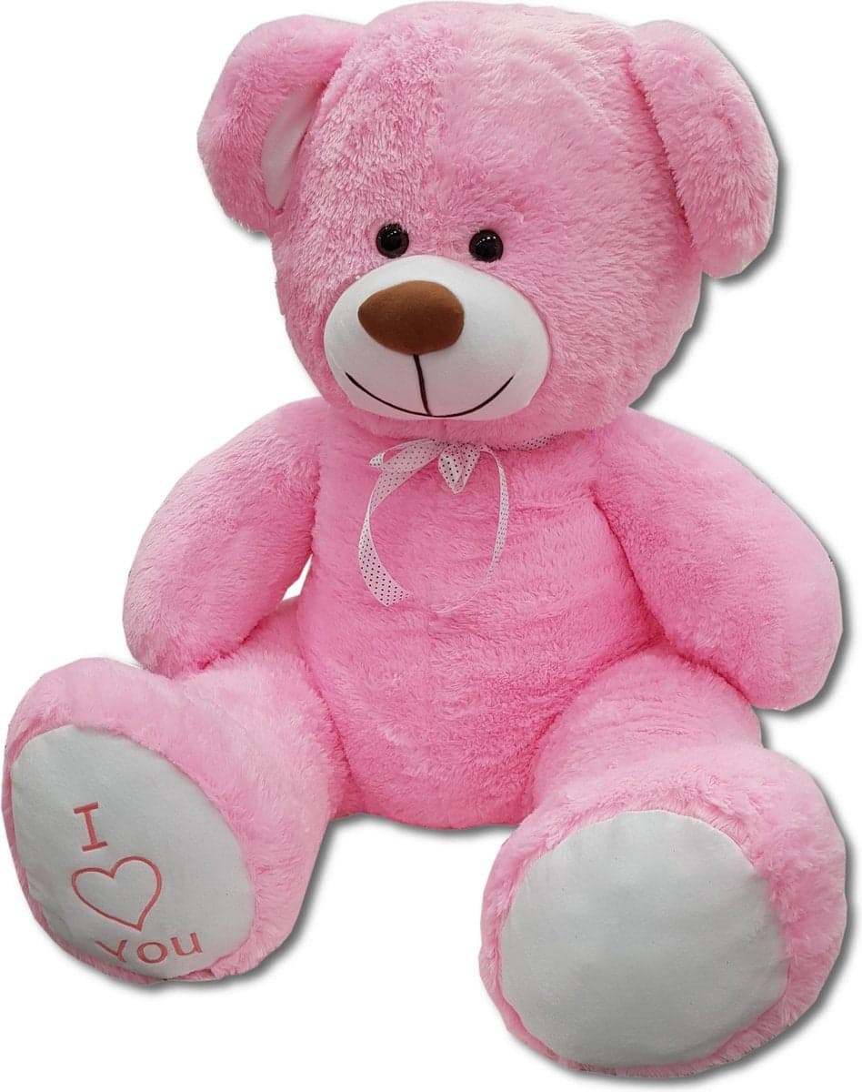 Urso de peluche XL 160 cm rosa com bordado I Love You