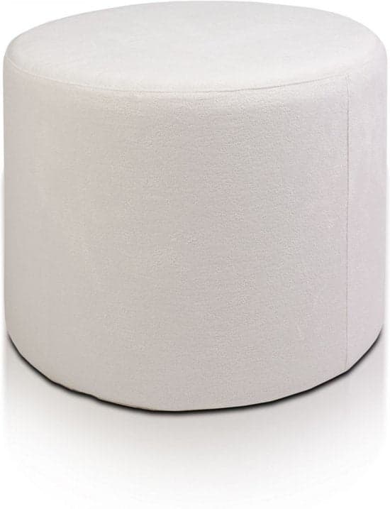 Pufe Imperia 43x53 cm pelúcia branco sujo com brilho