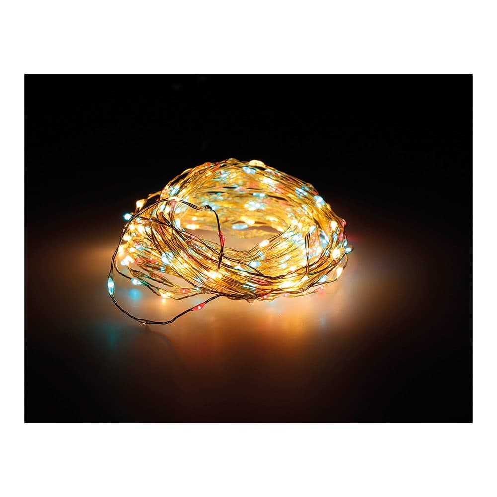 GRINALDA MICRO LED MULTICOR 14m 567 LEDS CABO PRATEADO