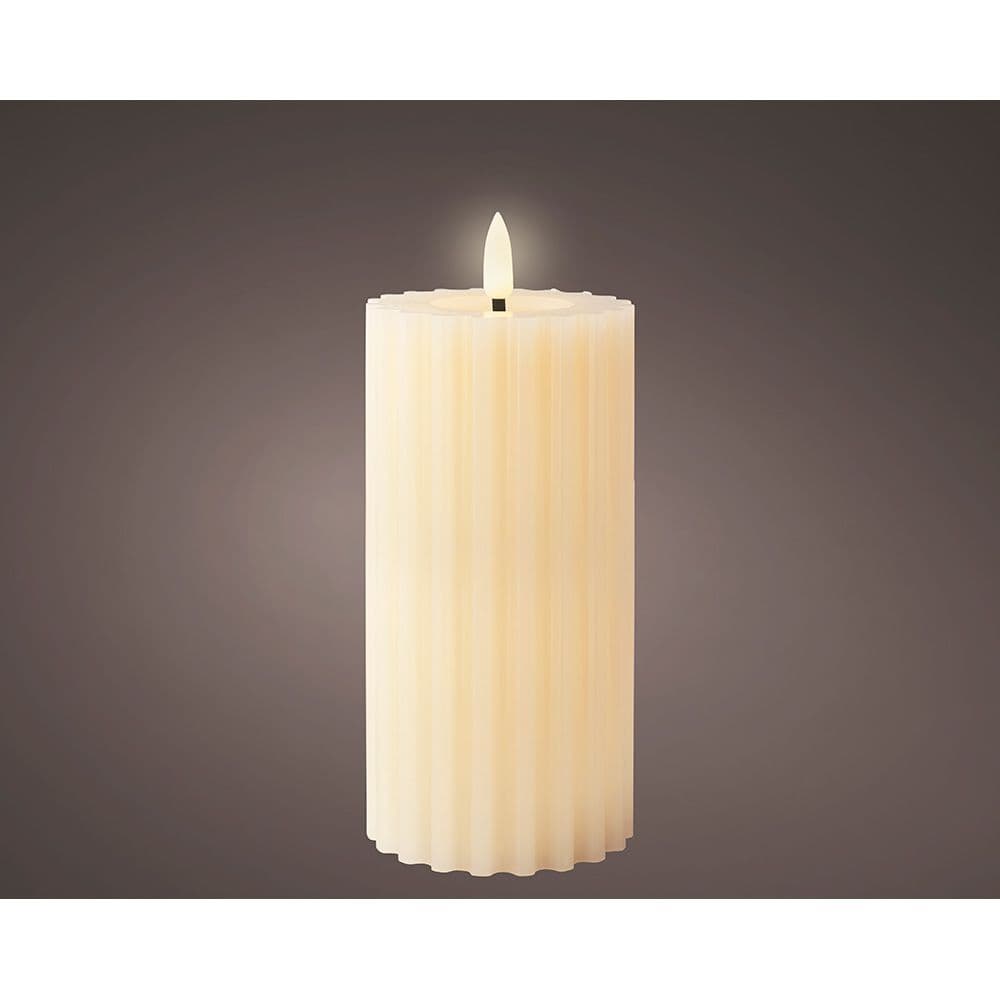 VELA DE CERA LED CREME, Ø7,5X17,3CM. LUMINEO