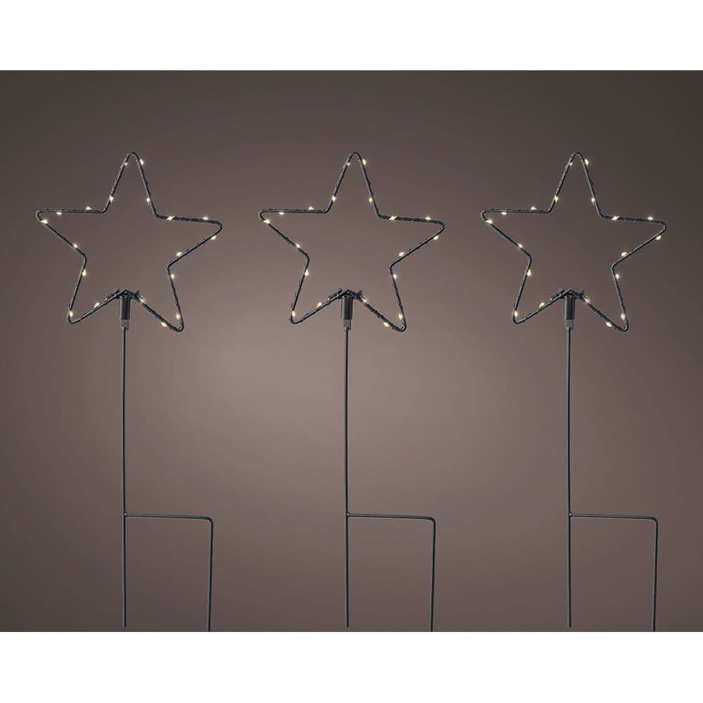 Lumineo Estrelas Microled Decorativas com Estacas Ø15 x 42,5 cm Branco Quente