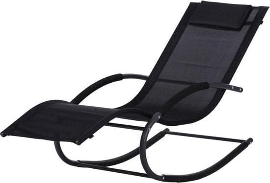 Cadeira de baloiço reclinável tecido respirável preto
