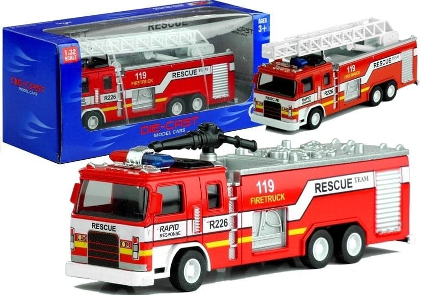 Carro de bombeiros de brincar com escada