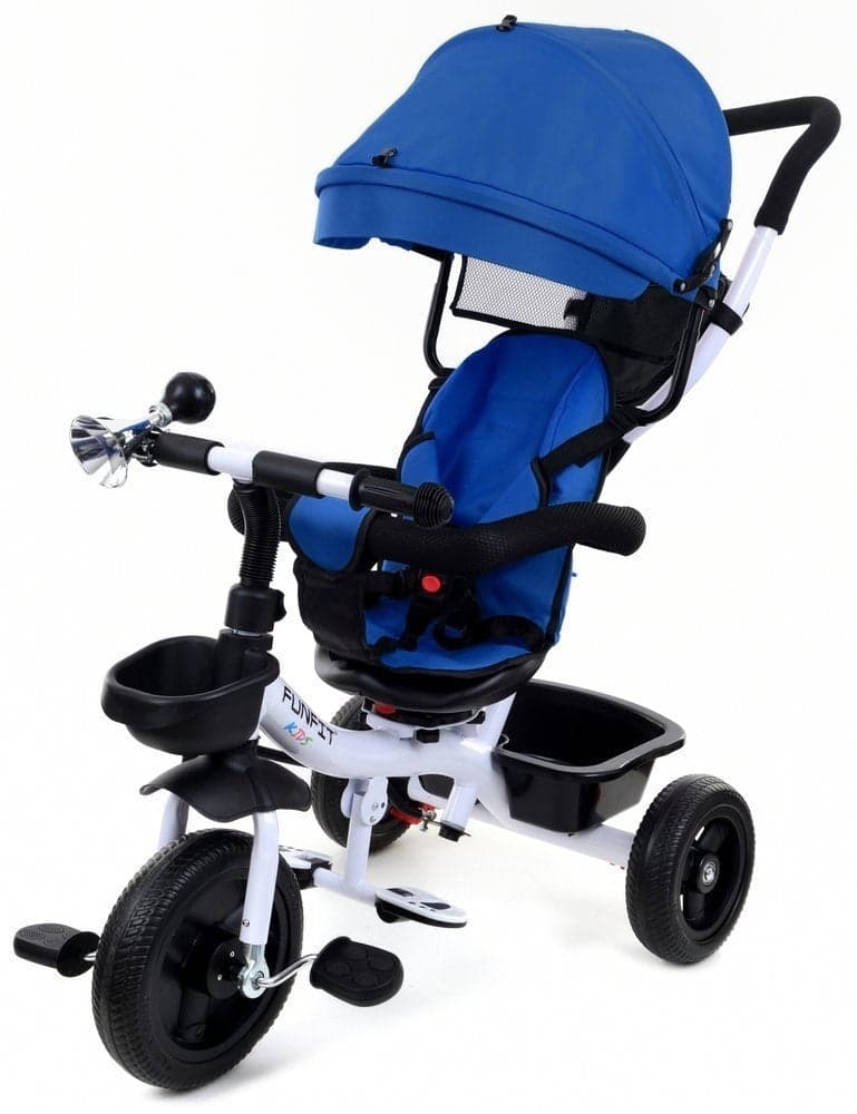 Triciclo com pega e capota azul