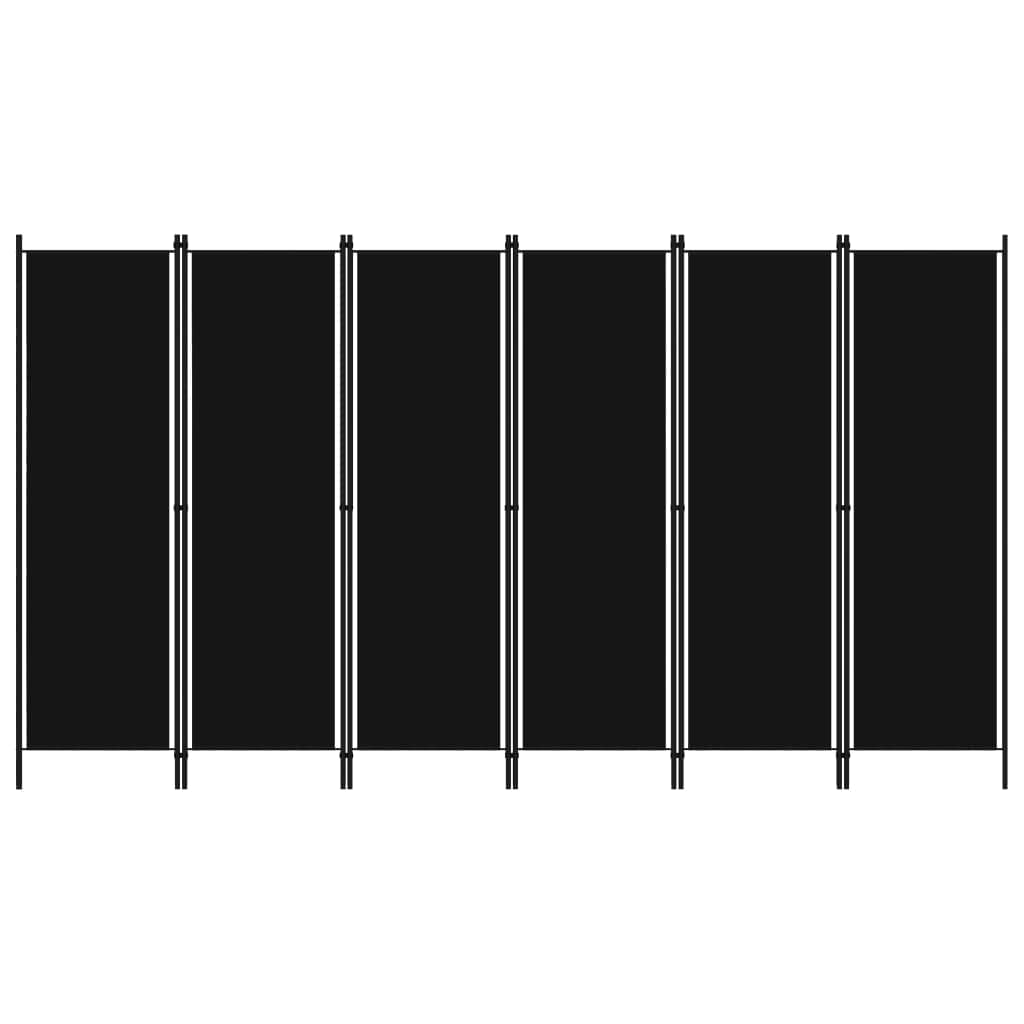 vidaXL Divisória de quarto com 6 painéis 300x180 cm preto