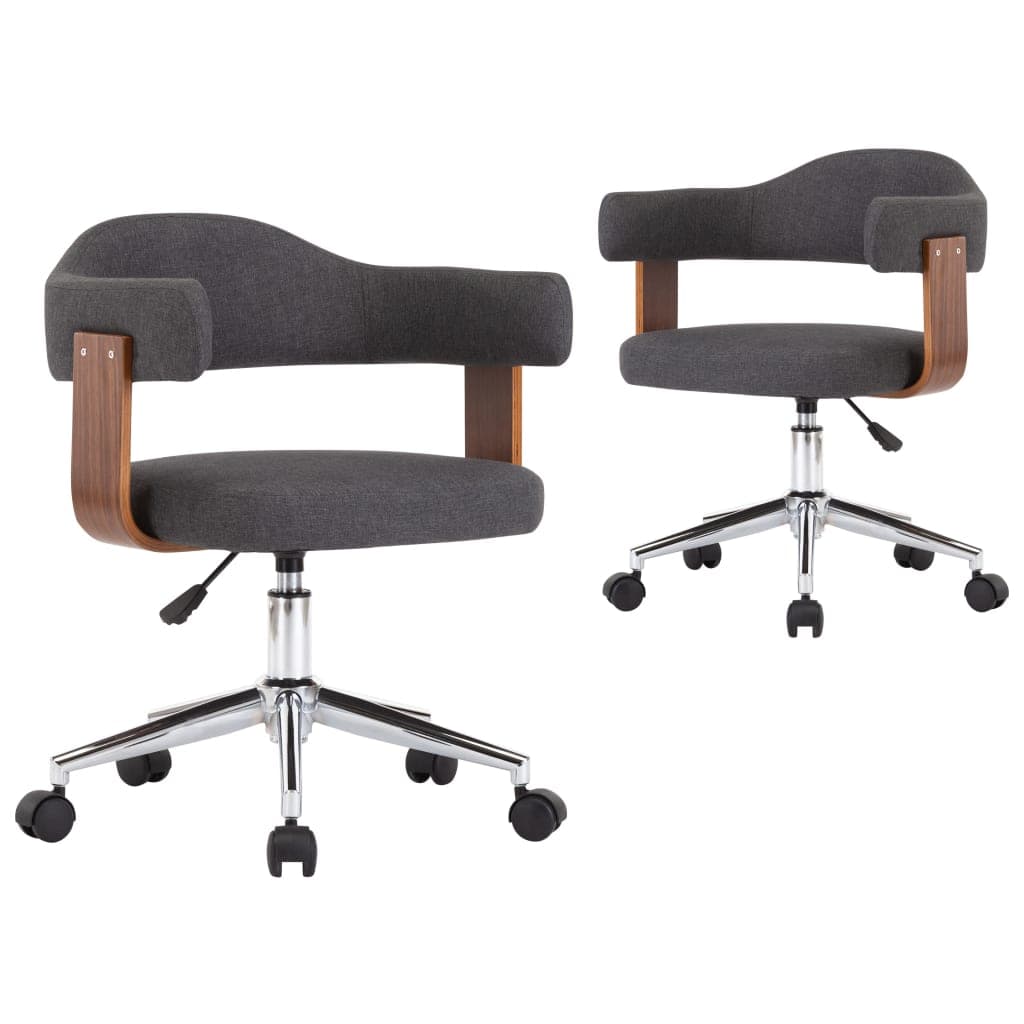 vidaXL Cadeiras jantar giratórias 2pcs madeira curvada/tecido cinzento