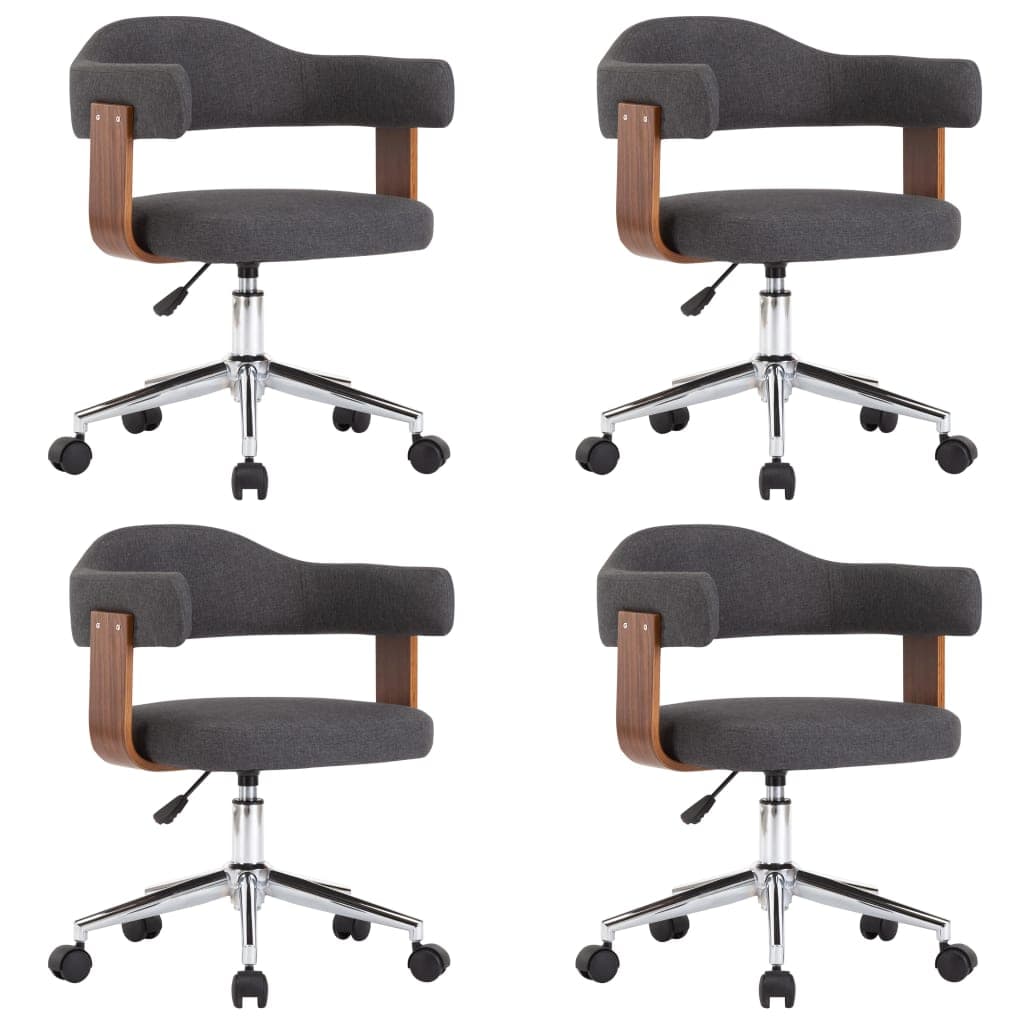 vidaXL Cadeiras jantar giratórias 4pcs madeira curvada/tecido cinzento