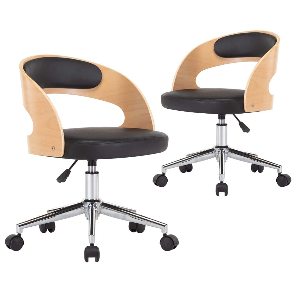 vidaXL Cadeiras jantar 2 pcs madeira curvada e couro artificial preto