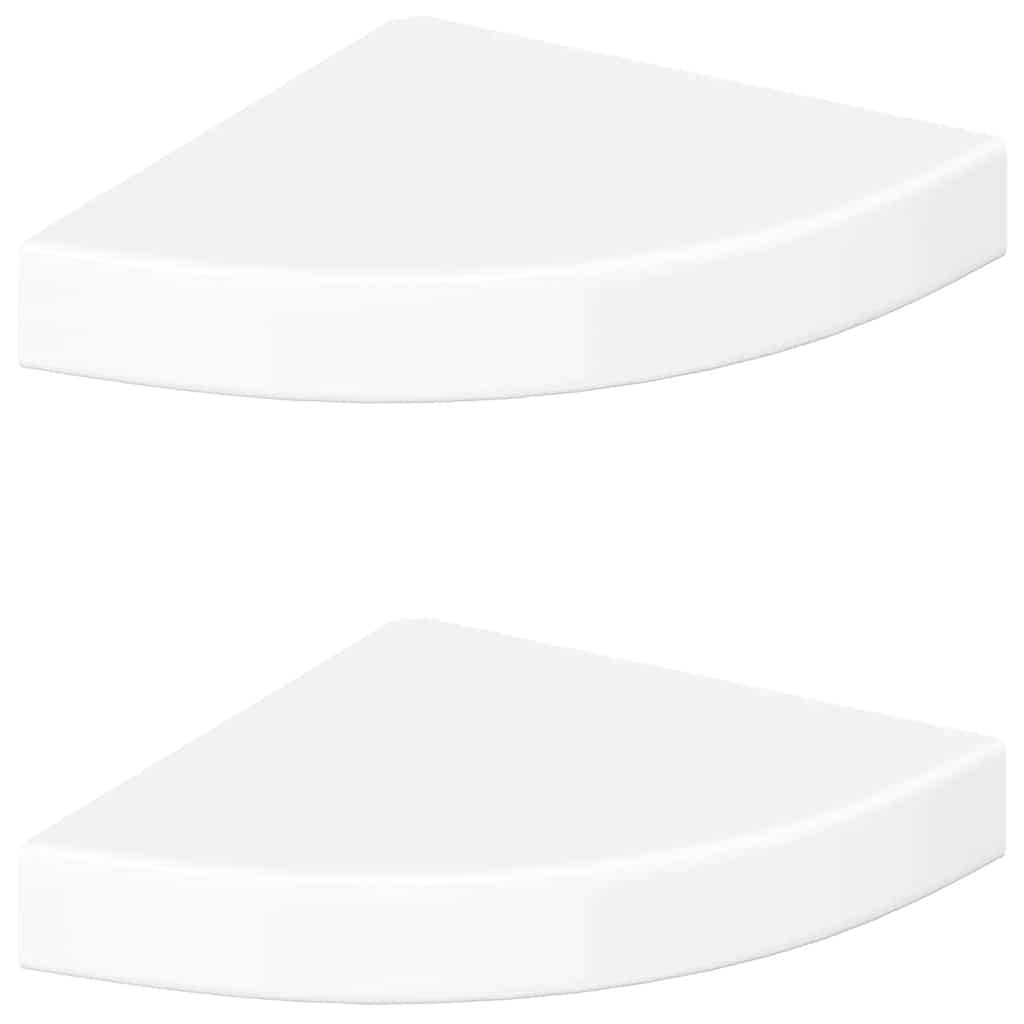 vidaXL Prateleiras de canto flutuantes 2 peças branco alto brilho 25x25x3,8 cm MDF
