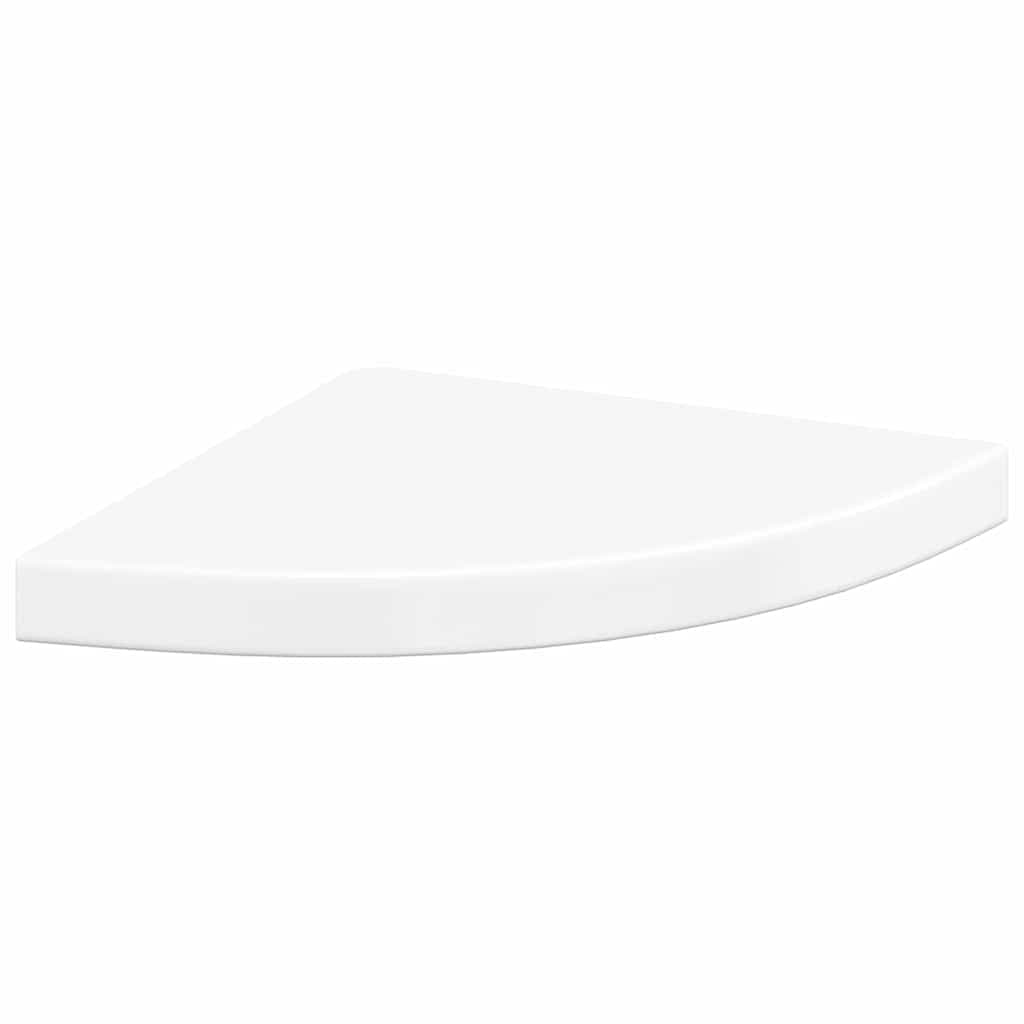 vidaXL Prateleira de canto suspensa 35x35x3,8 cm MDF branco brilhante