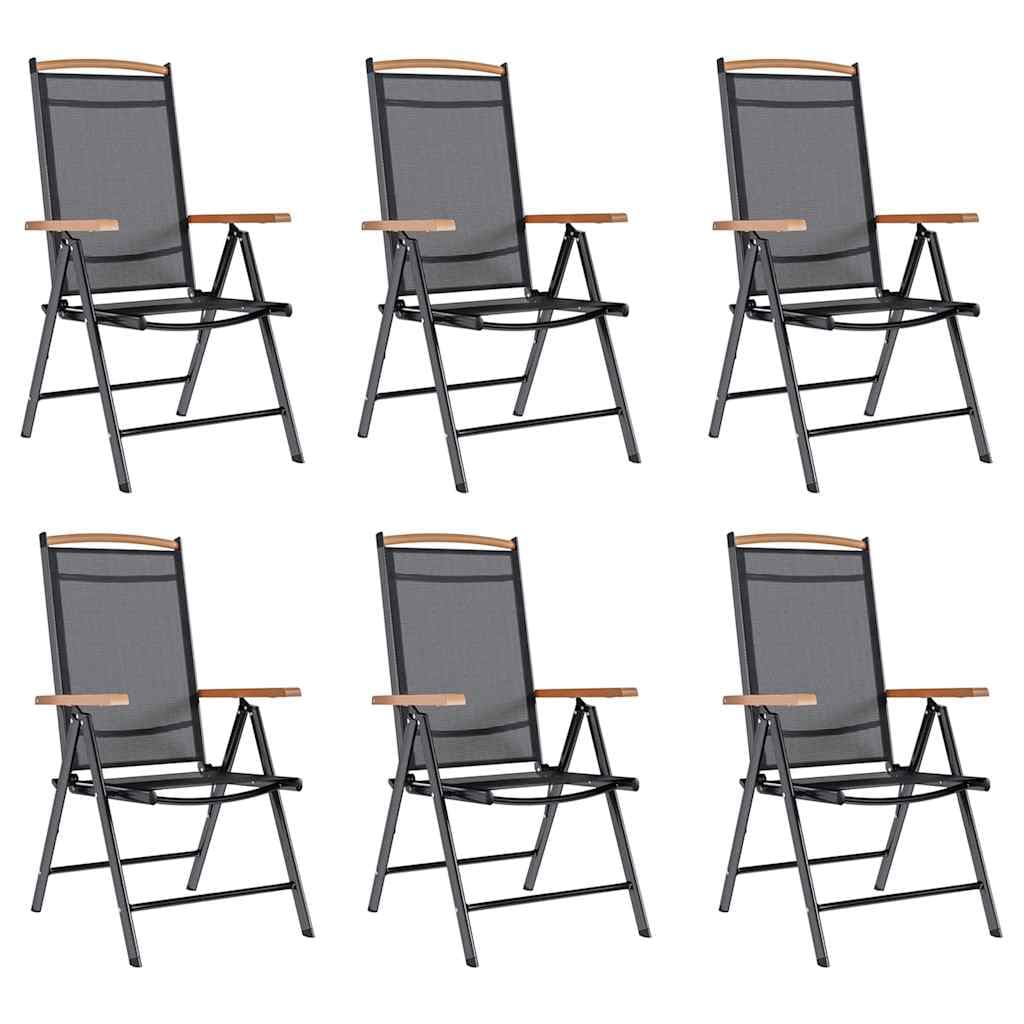 vidaXL Cadeiras de jardim dobráveis 6 pcs textilene preto