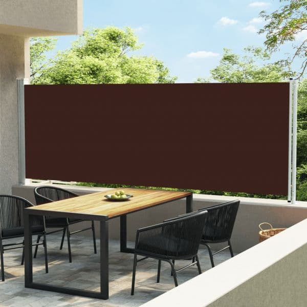 vidaXL Toldo Lateral Retrátil para Pátio 600x160 cm Castanho - 1042639083