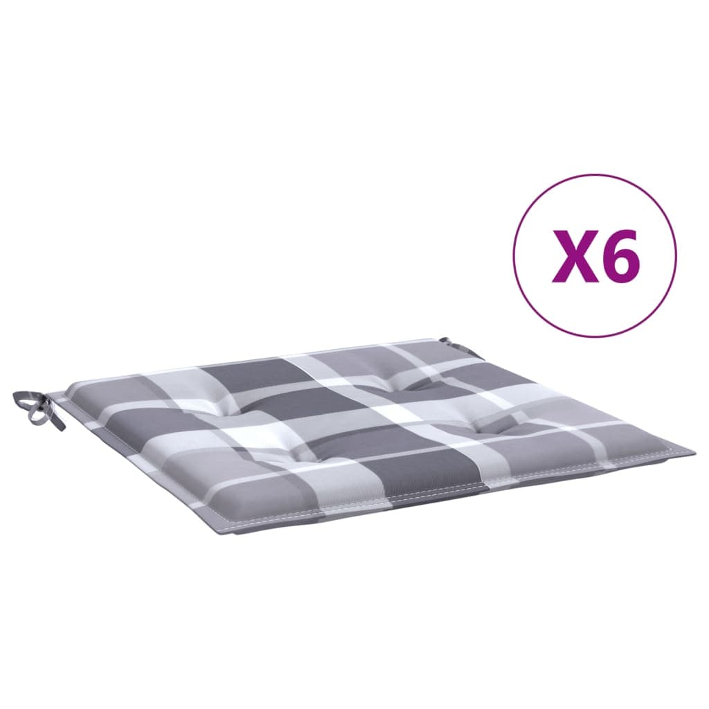 vidaXL Almofadões cadeiras jardim 6pcs tecido oxford xadrez cinzento