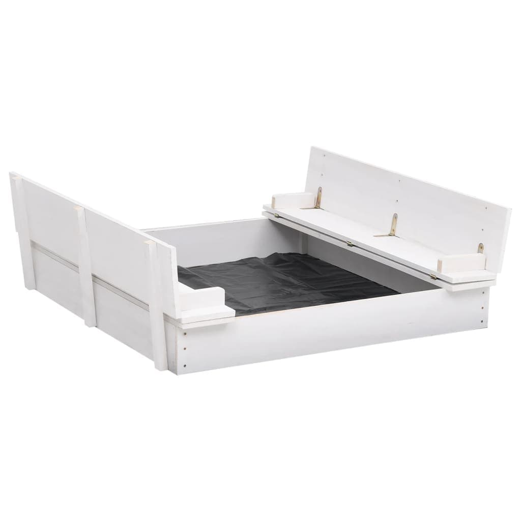 vidaXL Caixa de areia 95x90x15 cm madeira de abeto branco