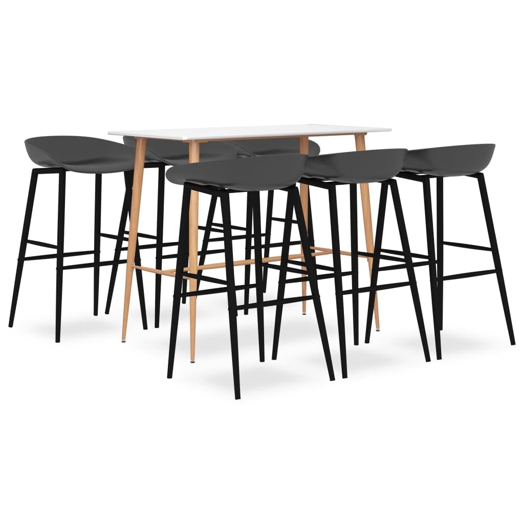 vidaXL 7 pcs conjunto de bar branco e cinzento