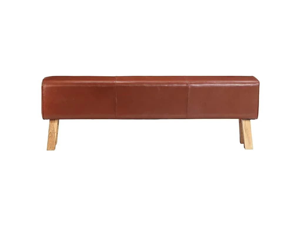 Boque de ginásio 160 cm couro genuíno castanho/acácia maciça