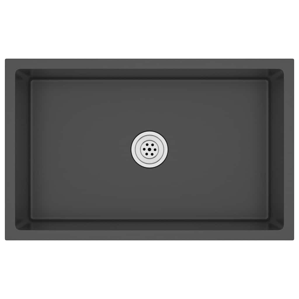 vidaXL Lava-louça de cozinha artesanal aço inoxidável preto