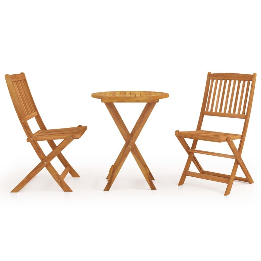 vidaXL 3 pcs conjunto jantar dobrável p/ jardim madeira acácia maciça
