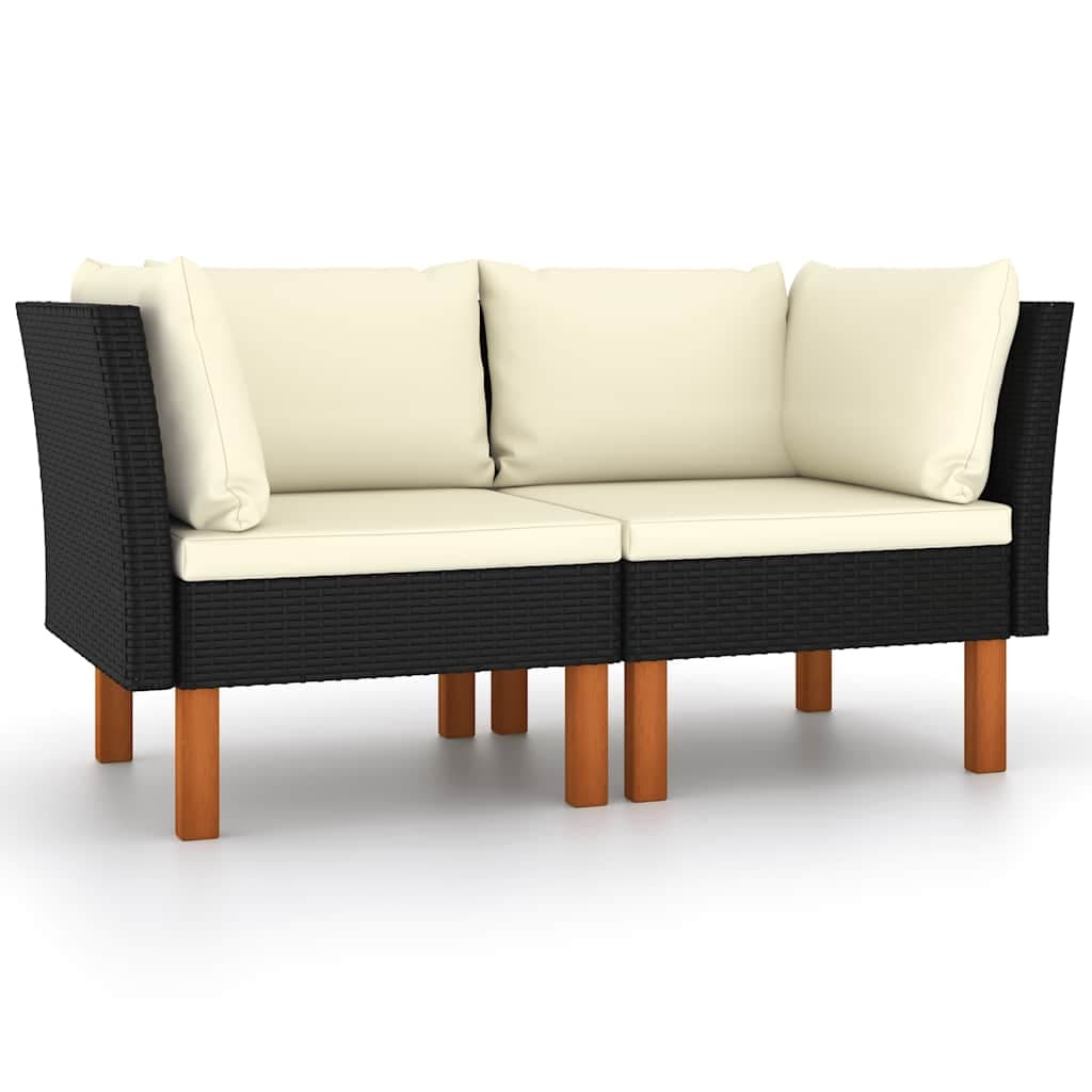 vidaXL Sofás de canto 2 pcs vime PE e madeira de eucalipto maciça