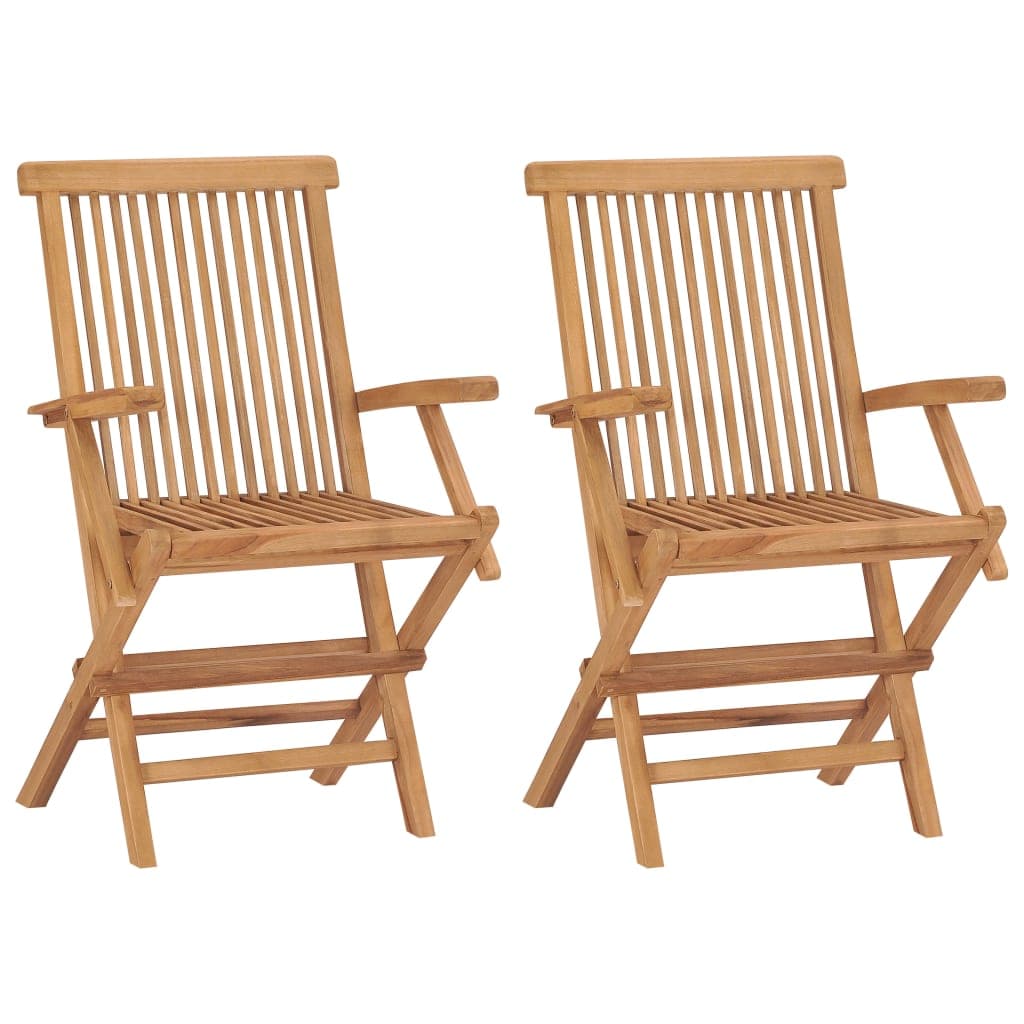 vidaXL Cadeiras de jardim dobráveis 2 pcs madeira de teca maciça