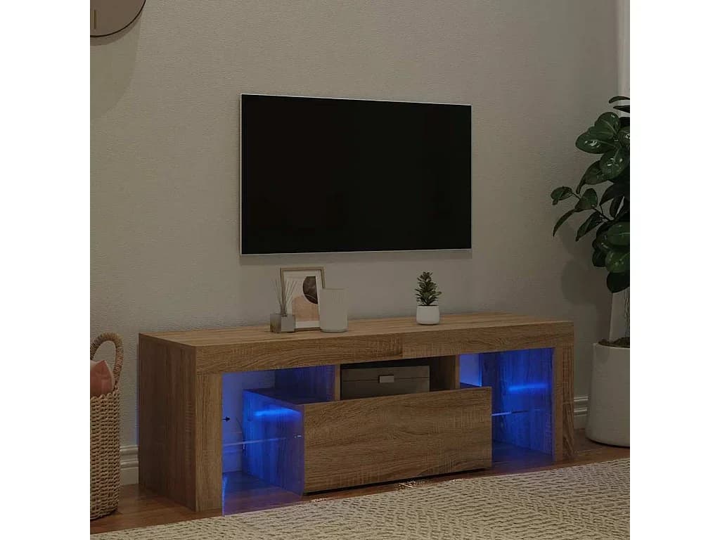 Móvel de TV com luzes LED 120x35x40 cm carvalho sonoma