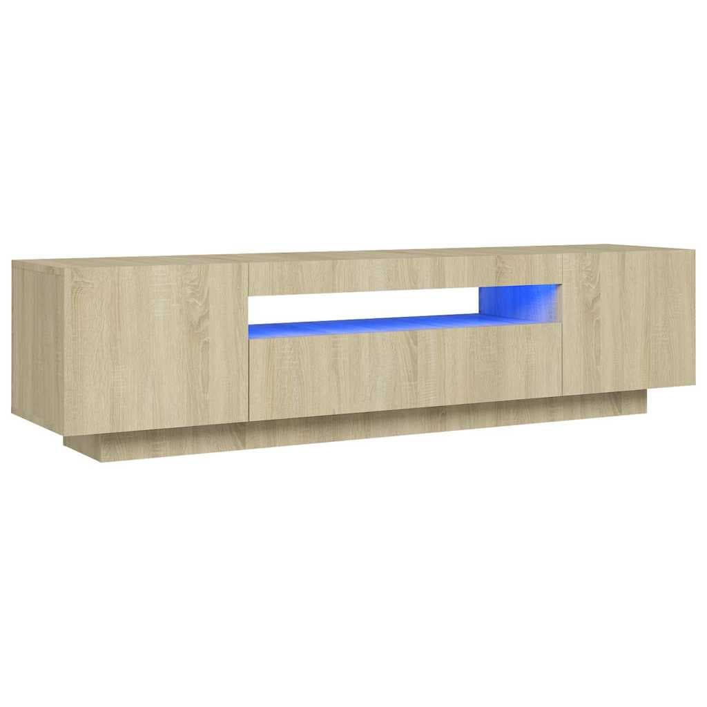 vidaXL Móvel de TV com luzes LED 160x35x40 cm carvalho sonoma