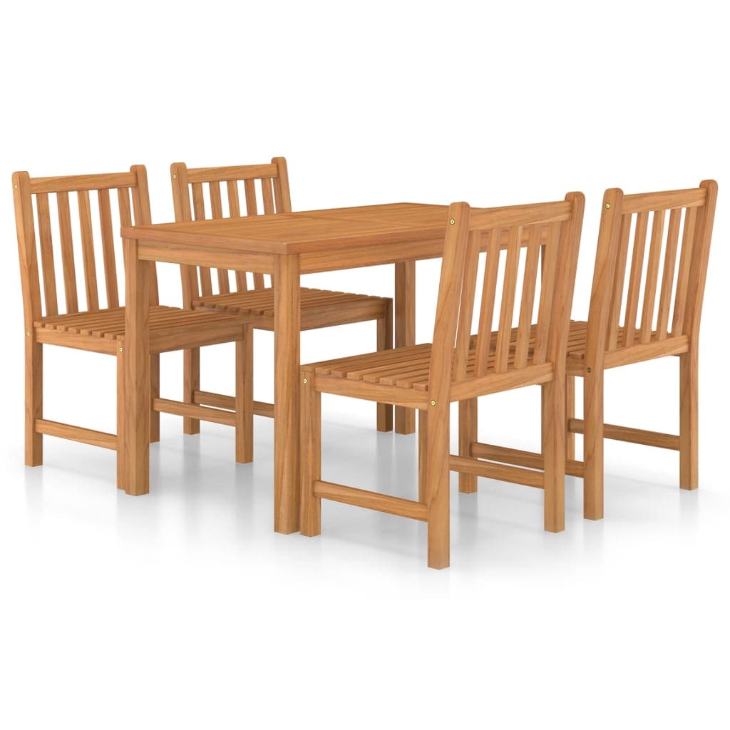 vidaXL Conjunto de jantar de jardim de 5 peças 120x70 cm madeira de teca maciça