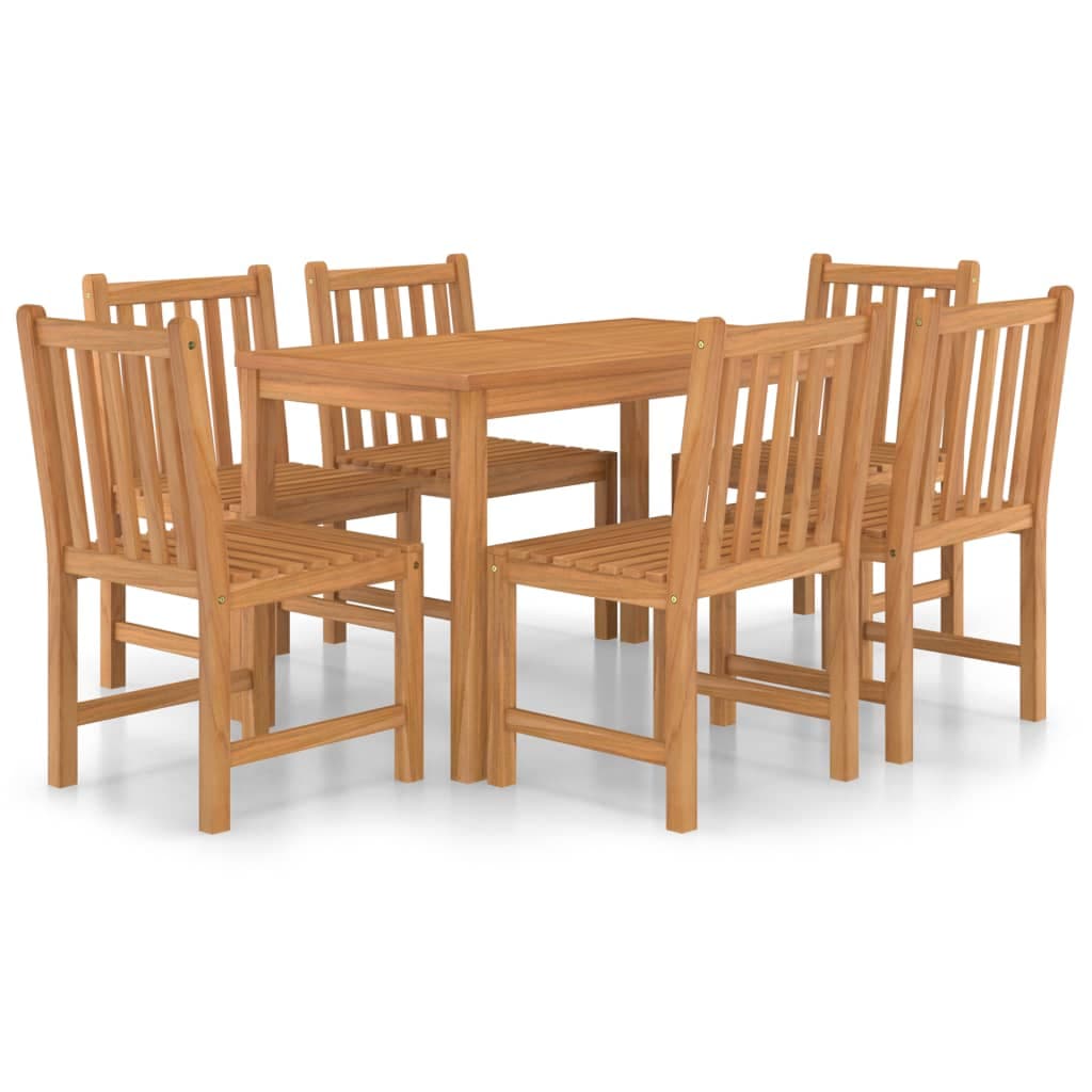 vidaXL 7 Peças Conjunto de Jantar para Jardim Madeira de Teca Maciça - 3585312607